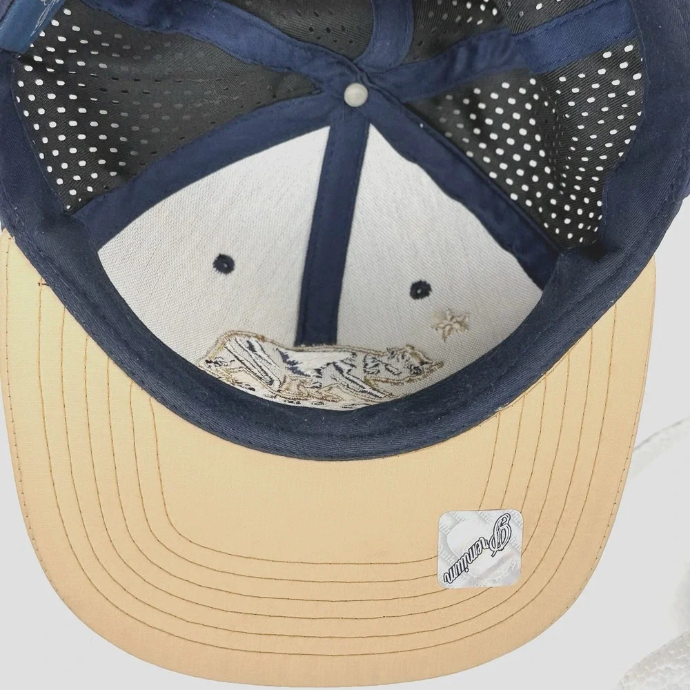 California Republic Bear Flat Brim Snapback Baseball Cap Hat Adult OS Blue Gold